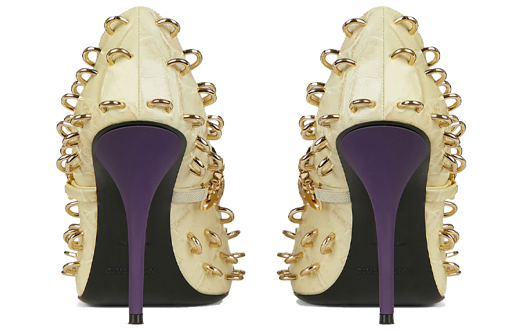 (W) Givenchy Studded Metallic Leather High Heels 'Beige' 圖 4