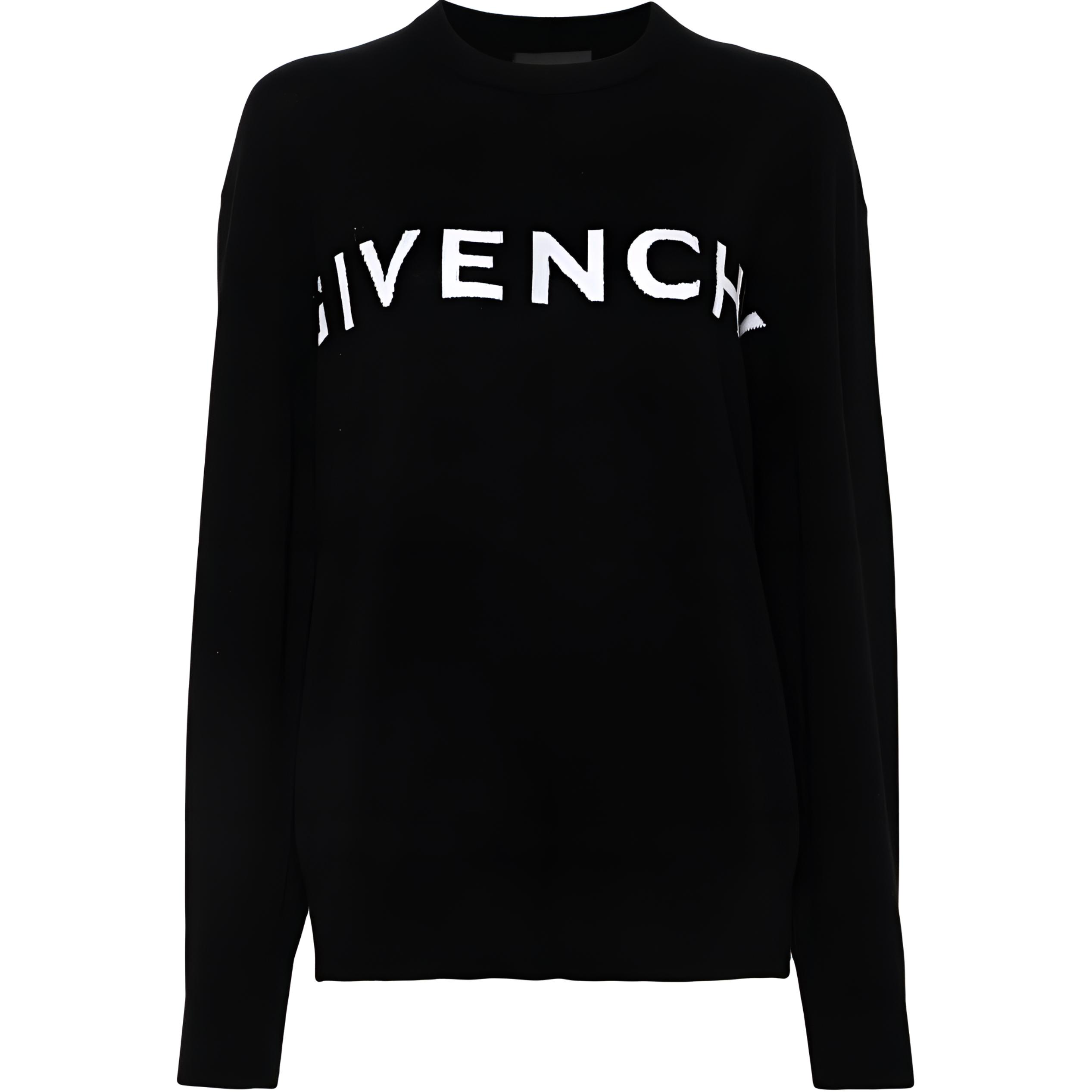 (Women) GIVENCHY Sweater Black with Letter Logo Print in Cashmere BW90CU4Z9S-004