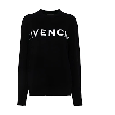 (Women) GIVENCHY Sweater Black with Letter Logo Print in Cashmere BW90CU4Z9S-004