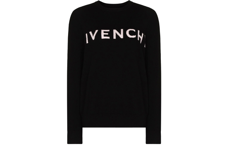 Order (W) Sweater GIVENCHY Hitam dengan Logo Huruf Print Bahan Cashmere BW90CU4Z9S-004