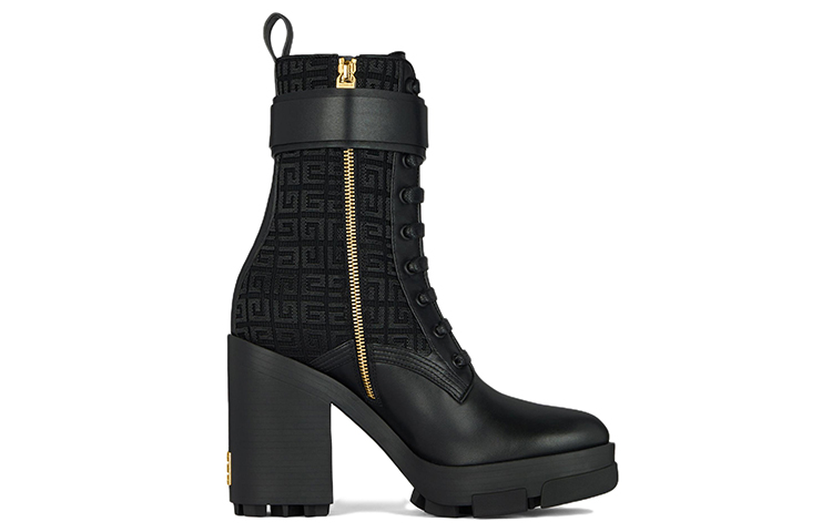 (W) Givenchy Terra 4G Embroidered Zip Ankle Boots 'Black Leather and Canvas' 圖 2