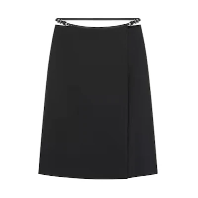 (Women) GIVENCHY Voyou SS24 Black Solid Mid-Waist Casual Midi Skirt. BW40TR14L1-001