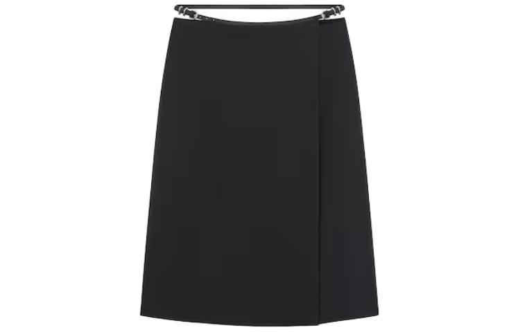 Order (W) GIVENCHY Voyou SS24 Hitam Skirt Midi Kasual Pinggang Sederhana. BW40TR14L1-001