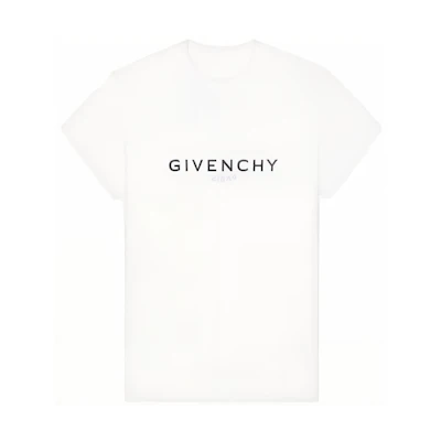(Women) GIVENCHY White Logo Print Short Sleeve Casual T-Shirt. BW707Y3Z6P-100