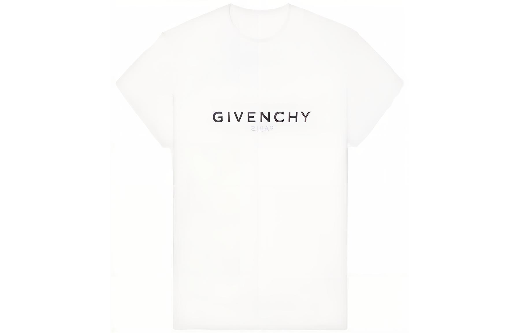 Order (W) 지방시 화이트 로고 프린트 반팔 캐주얼 티셔츠. BW707Y3Z6P-100