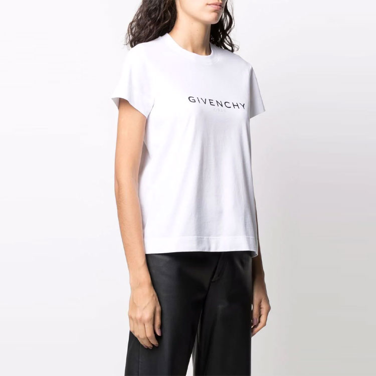 Shop (W) 지방시 화이트 로고 프린트 반팔 캐주얼 티셔츠. BW707Y3Z6P-100