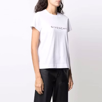 (W) 지방시 화이트 로고 프린트 반팔 캐주얼 티셔츠. BW707Y3Z6P-100 Shop (W) 지방시 화이트 로고 프린트 반팔 캐주얼 티셔츠. BW707Y3Z6P-100