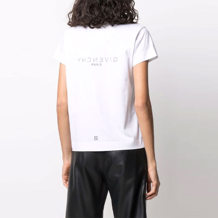 Purchase (W) 지방시 화이트 로고 프린트 반팔 캐주얼 티셔츠. BW707Y3Z6P-100