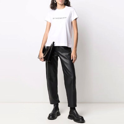 (W) 지방시 화이트 로고 프린트 반팔 캐주얼 티셔츠. BW707Y3Z6P-100 Details for (W) 지방시 화이트 로고 프린트 반팔 캐주얼 티셔츠. BW707Y3Z6P-100