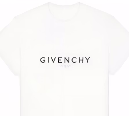 (W) 지방시 화이트 로고 프린트 반팔 캐주얼 티셔츠. BW707Y3Z6P-100 Sizing (W) 지방시 화이트 로고 프린트 반팔 캐주얼 티셔츠. BW707Y3Z6P-100