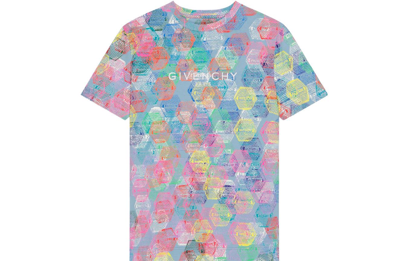 (Women) GIVENCHY x BSTROY FW22 Hexagonal Patch Print  T-Shirt Multi-Color. BW709Y3Y9C-960