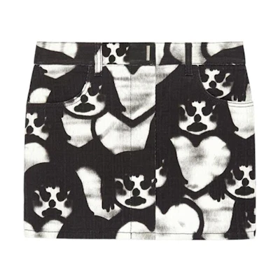 (Women) Givenchy Chito SS22 Floral Mid-Rise Denim Skirt Women Black BW40J350QJ-116