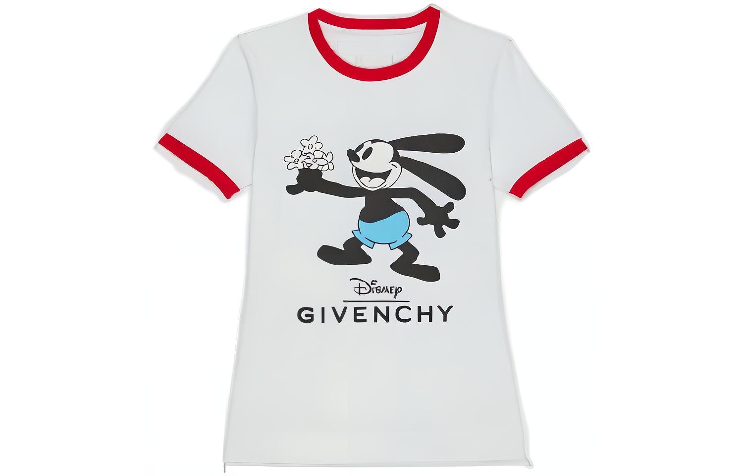(Women) Givenchy x Disney  Red White Cartoon Print Crewneck T-Shirt. GD2022121623