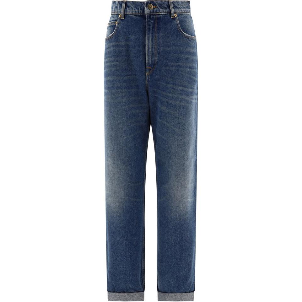 (Women) Golden Goose  Minimalist Mid-Rise Straight-Leg Jeans Blue GWP00844P00062150100
