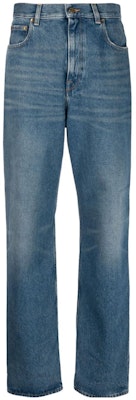 (W) Golden Goose Jeans Biru Mid-Rise Straight-Leg Minimalis GWP00844P00062150100 Order (W) Golden Goose Jeans Biru Mid-Rise Straight-Leg Minimalis GWP00844P00062150100