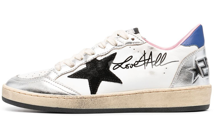 (Women) Golden Goose Ball Star 'Distressed White Black Blue' GWF00117.F000267.80267