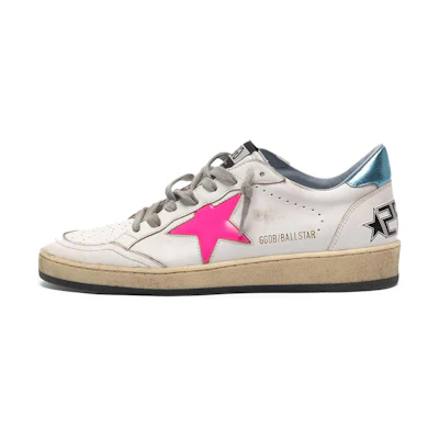 (W) Golden Goose Ball Star 'Pink Star White Blue Tail Distressed'