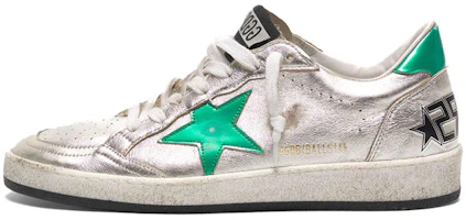 (Women) Golden Goose Ball Star 'Silver Green Star' G36WS592.A40 (Women) Golden Goose Ball Star 'Silver Green Star' G36WS592.A40