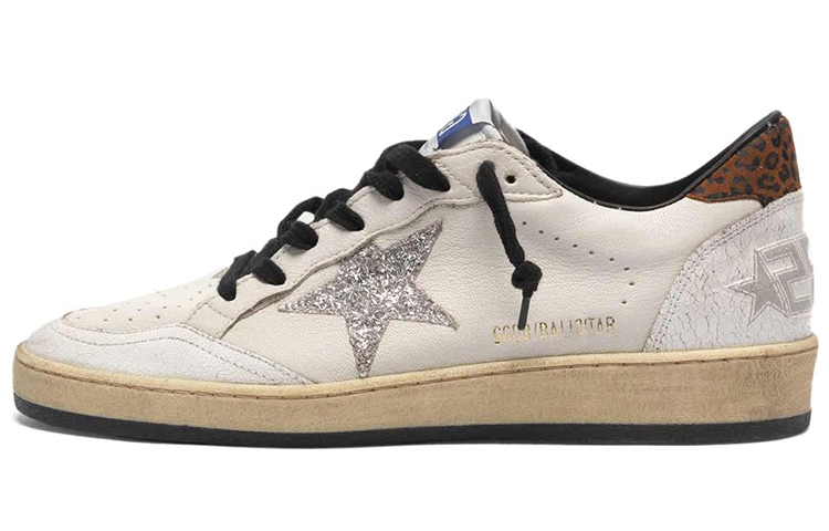 (Women) Golden Goose Ball Star 'White Leopard Distressed Sparkle Star' G35WS592.V3