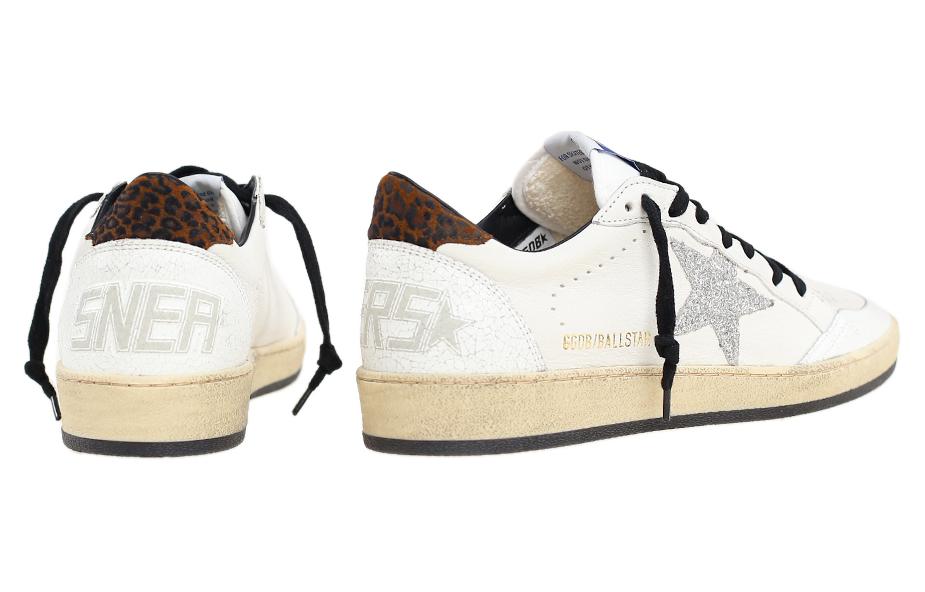 Shop (Women) Golden Goose Ball Star 'White Leopard Distressed Sparkle Star' G35WS592.V3