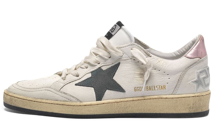 (W) Golden Goose Ball Star 'White Pink Tail Distressed'