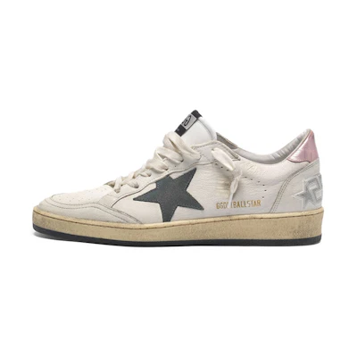 (W) Golden Goose Ball Star 'White Pink Tail Distressed'