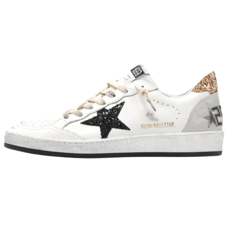 (Women) Golden Goose Ball Star Low-Top Sneakers White/Black Calf Leather. GWF00117.F006118.10750