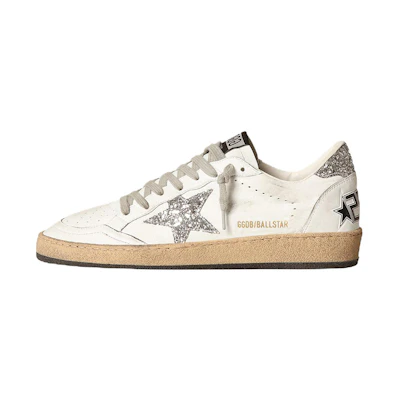 (W) Golden Goose Ball Star White Silver Glitter