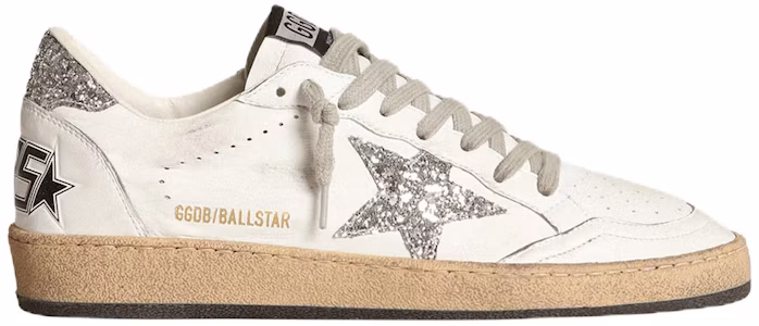 Lookbook Golden Goose Ball Star 皮革低筒綁帶時尚板鞋 女款 白銀 復古款
