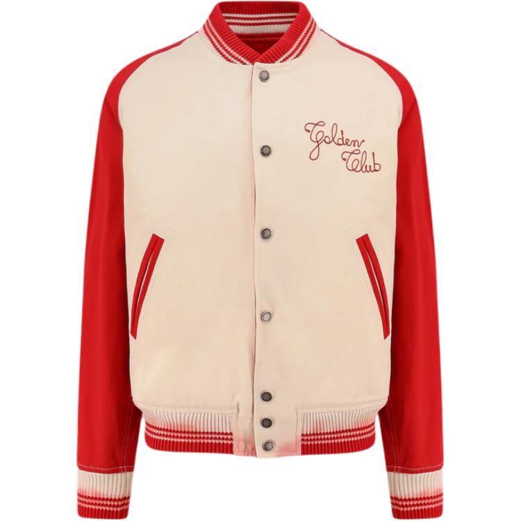 Golden Goose Beige Embroidered Logo Baseball Collar Jacket. GMP02128P001856-15722