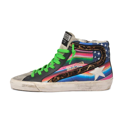 (W) Golden Goose Canvas 'Black Green'