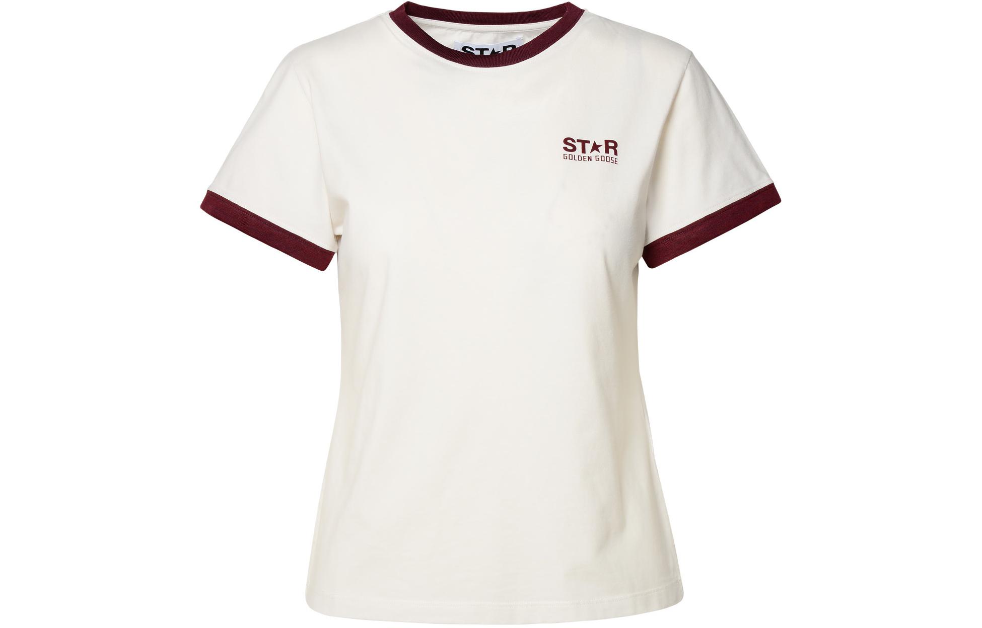 (Women) Golden Goose Contrast Letter Print Tee Women’s Off-White Short Sleeve GWP01846P00148911570