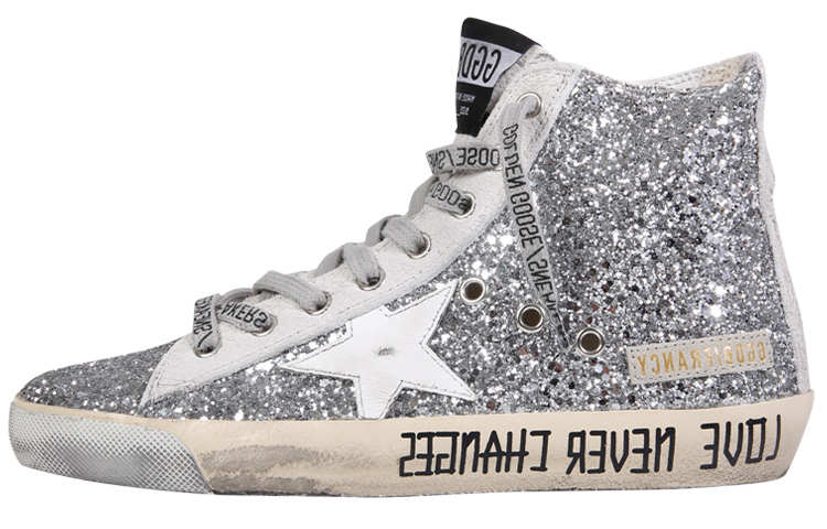 (Women) Golden Goose Deluxe Brand 'Silver Sequins and Plush Leather Retro Sneakers' GWF00113.F002029.70160