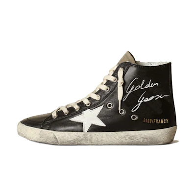 (W) Golden Goose Francy 'Black Leather High-Top'