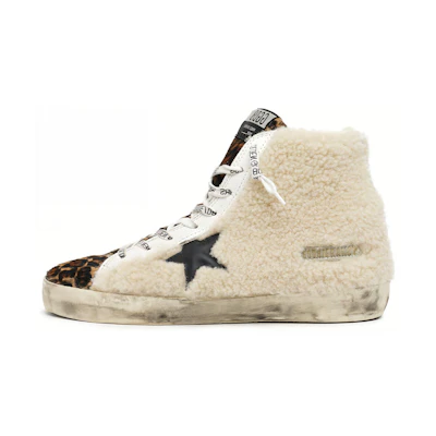(W) Golden Goose Francy 'Distressed White High-Top'