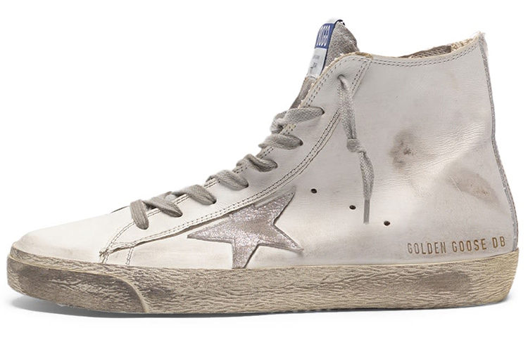 (Women) Golden Goose Francy 'Distressed White Leather and Suede Star' GCOWS591.G3