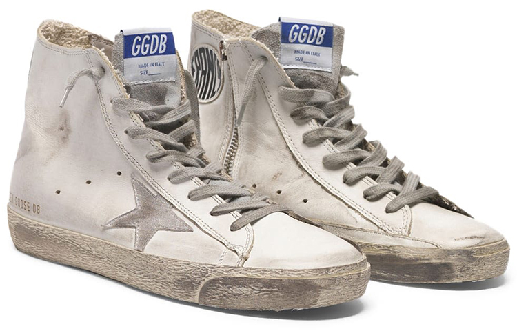 Order (W) Golden Goose Francy 'Cuero Blanco Desgastado y Estrella de Gamuza' GCOWS591.G3
