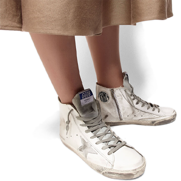 Shop (W) Golden Goose Francy 'Cuero Blanco Desgastado y Estrella de Gamuza' GCOWS591.G3
