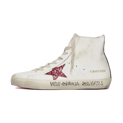 (W) Golden Goose Francy 'Distressed White Zipper'