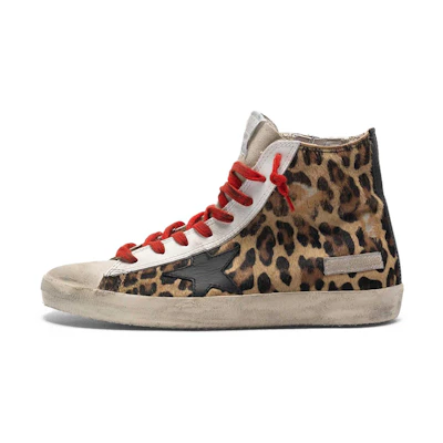 (W) Golden Goose Francy 'Leopard Print Pony Hair with Black Detail'