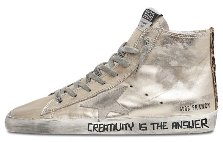 (Women) Golden Goose Francy 'Light Gold Letter High-Top' GWF00113.F001085.65131