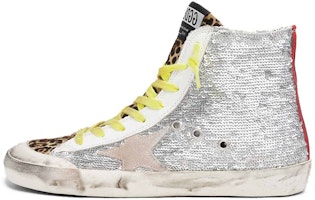 (Women) Golden Goose Francy 'Silver Sequins with Leopard Print' G36WS591.C76 (Women) Golden Goose Francy 'Silver Sequins with Leopard Print' G36WS591.C76