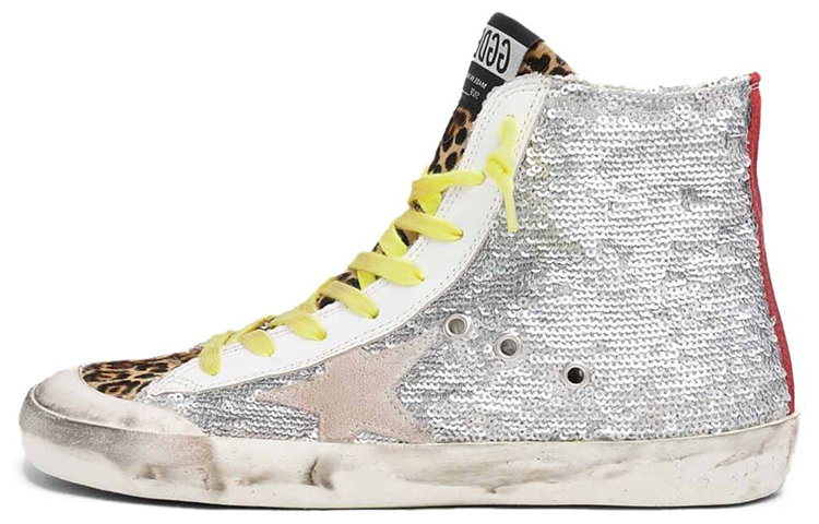 (Women) Golden Goose Francy 'Silver Sequins with Leopard Print' G36WS591.C76