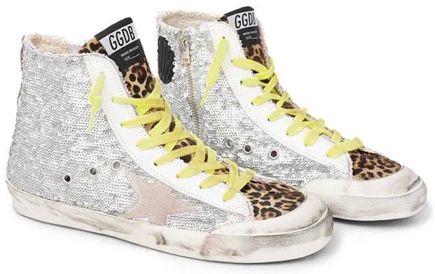 (Women) Golden Goose Francy 'Silver Sequins with Leopard Print' G36WS591.C76 Order (Women) Golden Goose Francy 'Silver Sequins with Leopard Print' G36WS591.C76