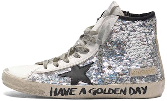 (Women) Golden Goose Francy 'Silver White Glitter Star' G36WS591.C47 (Women) Golden Goose Francy 'Silver White Glitter Star' G36WS591.C47