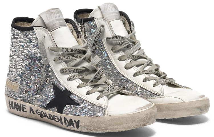 Order (W) Golden Goose Francy ''Silber Weiß Glitzer Stern'' G36WS591.C47