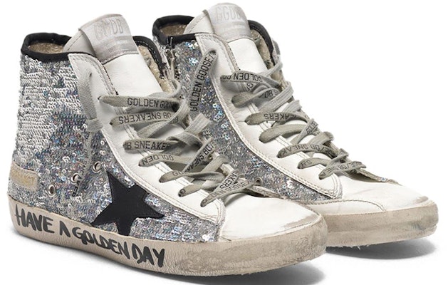 (Women) Golden Goose Francy 'Silver White Glitter Star' G36WS591.C47 Order (Women) Golden Goose Francy 'Silver White Glitter Star' G36WS591.C47