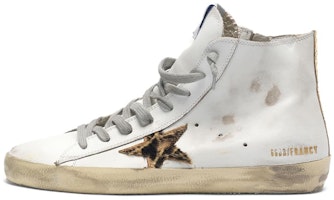 (Women) Golden Goose Francy 'White Calfskin Leopard Print with GGDB Star' G35WS591.B91 (Women) Golden Goose Francy 'White Calfskin Leopard Print with GGDB Star' G35WS591.B91