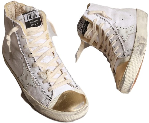 (Women) Golden Goose Francy 'White Canvas Leather High-Top' GWF00362.F003149.11157 Order (Women) Golden Goose Francy 'White Canvas Leather High-Top' GWF00362.F003149.11157