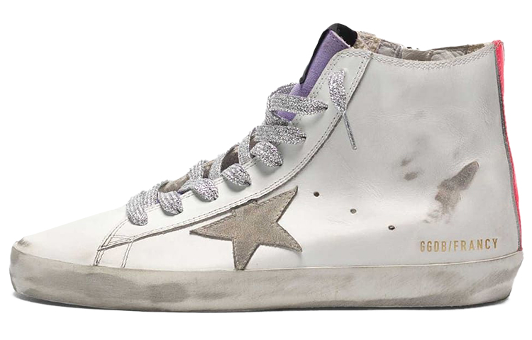 (Women) Golden Goose Francy 'White Pink Star Distressed' G36WS591.C43